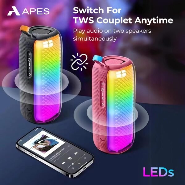 APES Lightwave Speaker | Wireless Bluetooth Speaker with TWS Couplet, RGB Lights & 8H Playtime - Image 8