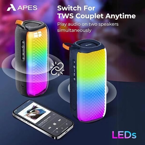 APES Lightwave Speaker | Wireless Bluetooth Speaker with TWS Couplet, RGB Lights & 8H Playtime - Image 13