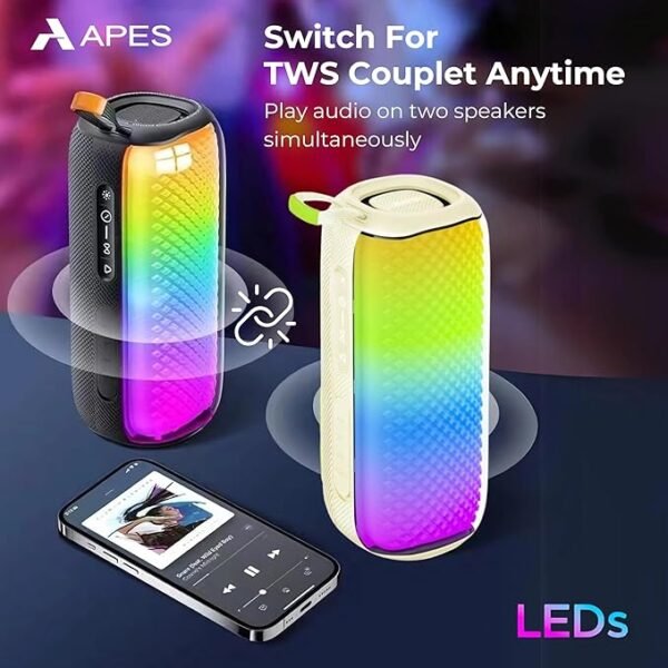 APES Lightwave Speaker | Wireless Bluetooth Speaker with TWS Couplet, RGB Lights & 8H Playtime - Image 24