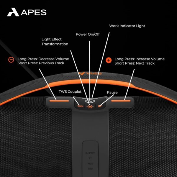 APES BlastOutdoor Speaker | 40W Bluetooth Party Speaker with RGB Lights & 8H Playtime - Image 11