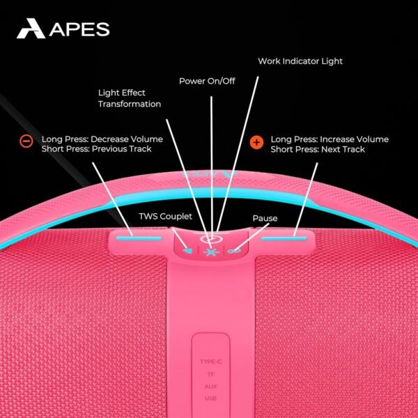 APES BlastOutdoor Speaker | 40W Bluetooth Party Speaker with RGB Lights & 8H Playtime - Image 26