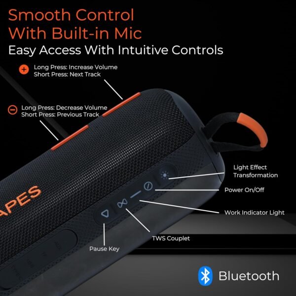 APES Lightwave Speaker | Wireless Bluetooth Speaker with TWS Couplet, RGB Lights & 8H Playtime - Image 5