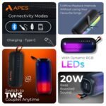 APES Lightwave Speaker | Wireless Bluetooth Speaker with TWS Couplet, RGB Lights & 8H Playtime - Image 7