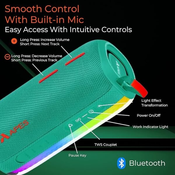 APES Lightwave Speaker | Wireless Bluetooth Speaker with TWS Couplet, RGB Lights & 8H Playtime - Image 19